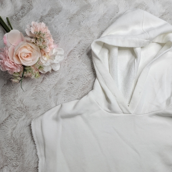 Bellerose Filie Cotton White Fringe Hem Hooded Sweatshirt Size 1 - Picture 5 of 16